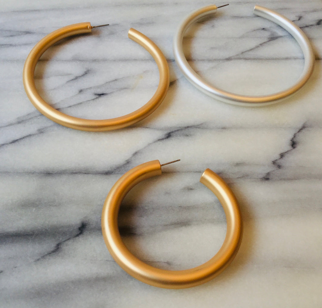 Gold Matte Hoop Earrings
