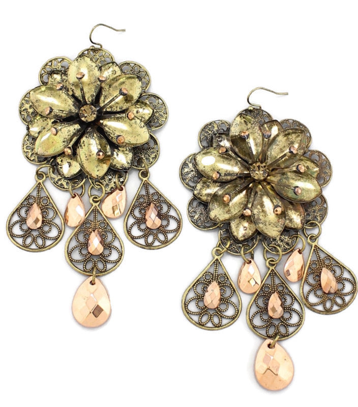 Oversized Floral  Drop Earring - Rhonda’s Fabulous Jewelry LLC