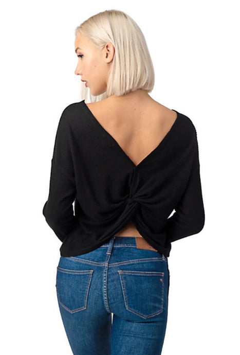 Relaxed Twist Back Hacci Rib Long Sleeve Top ( 2 LARGE ONLY)!!!! HOT SELLAR - Rhonda’s Fabulous Jewelry LLC