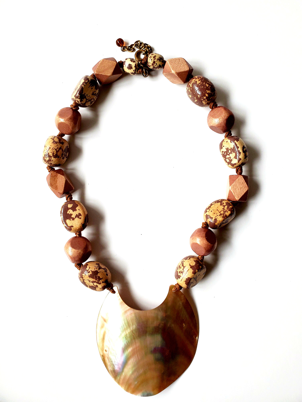 Natural Wood Shell Necklace  SOLD OUT!!!