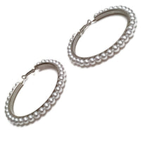 Load image into Gallery viewer, Connie Pearl Hoop Statement Earrings SOLD OUT!
