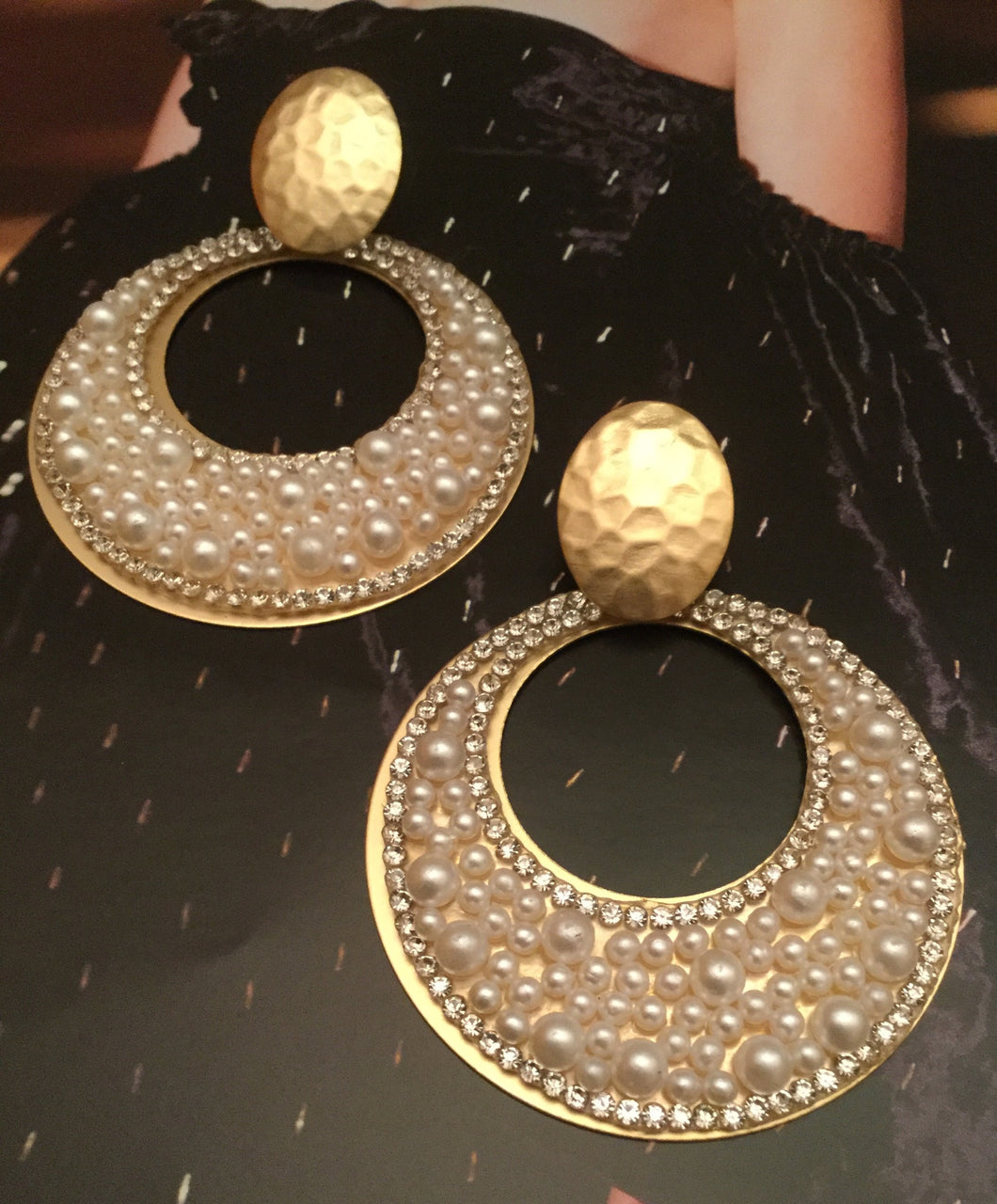 Hammered Pearl Gold-tone Door Knocker - Rhonda’s Fabulous Jewelry LLC