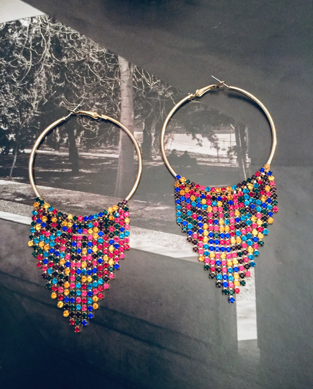 Liz Multi- Colored  Or Crystal Fringe Earrings