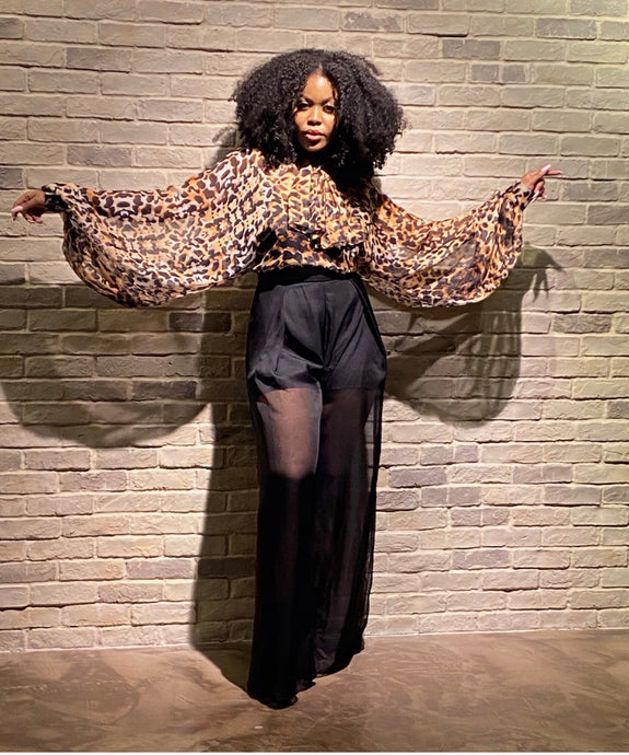 Sheer Leopard Jumpsuit - Rhonda’s Fabulous Jewelry LLC