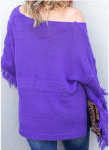 Load image into Gallery viewer, Kylie Purple Fringe V-Neck Sweater - Rhonda’s Fabulous Jewelry LLC
