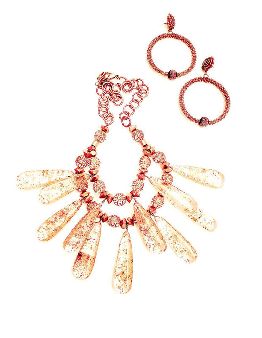 Lola Lucite Gold Splash Tassel Bib - Rhonda’s Fabulous Jewelry LLC