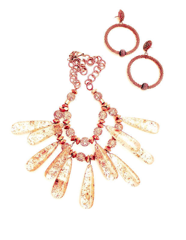 Lola Lucite Gold Splash Tassel Bib - Rhonda’s Fabulous Jewelry LLC