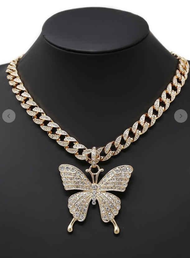 Naomi Cuban Link Butterfly Necklace