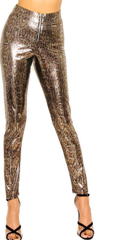 Metallic snake print zip-up pants ) 2 SM & 1 LG ONLY GOING FAST!!! - Rhonda’s Fabulous Jewelry LLC
