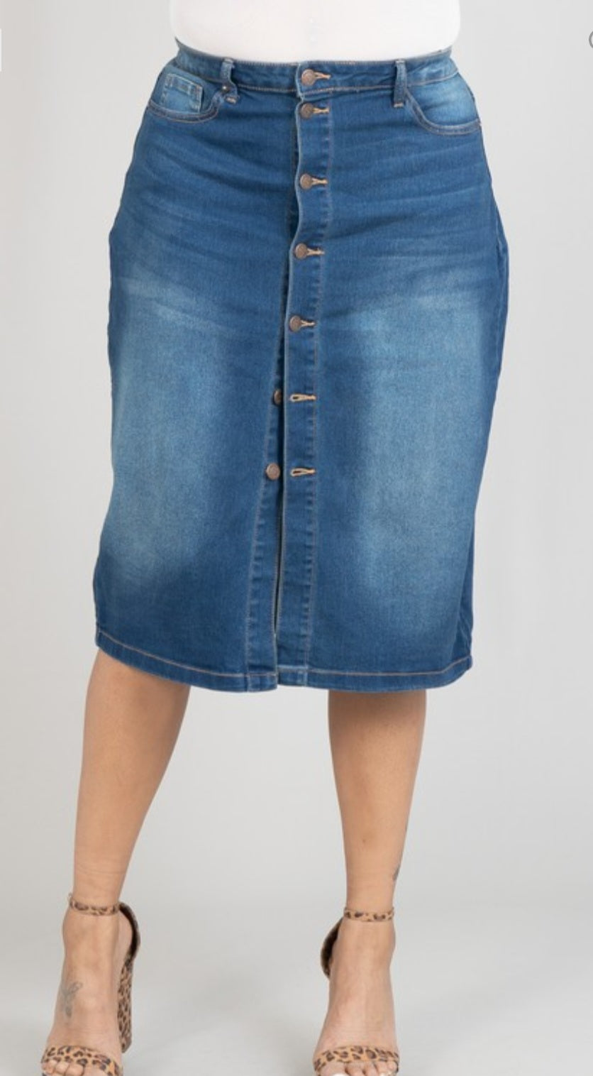 Kayla Denim Skirt - Curvy Collections